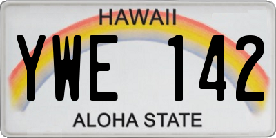 HI license plate YWE142