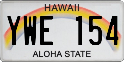 HI license plate YWE154
