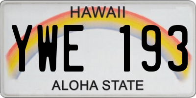 HI license plate YWE193
