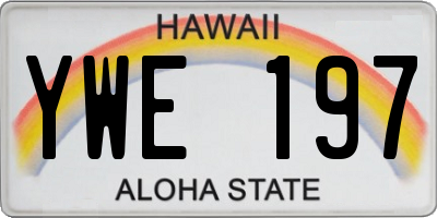 HI license plate YWE197