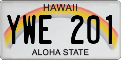 HI license plate YWE201