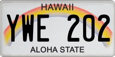 HI license plate YWE202