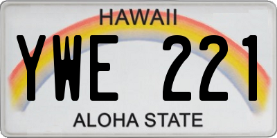 HI license plate YWE221