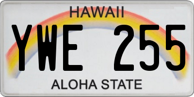 HI license plate YWE255