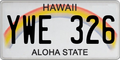 HI license plate YWE326