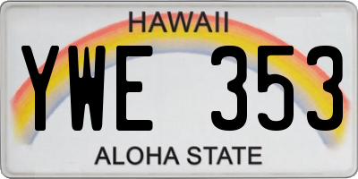 HI license plate YWE353