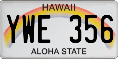 HI license plate YWE356