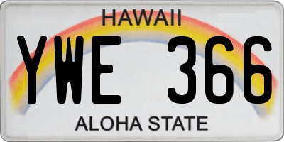 HI license plate YWE366