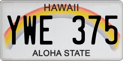 HI license plate YWE375
