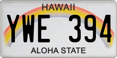 HI license plate YWE394