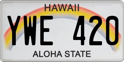 HI license plate YWE420