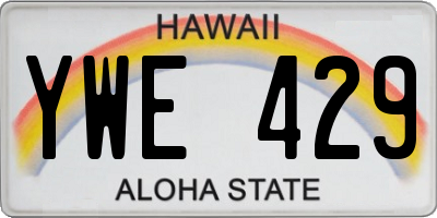 HI license plate YWE429