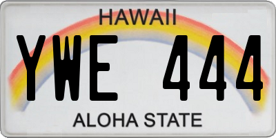 HI license plate YWE444
