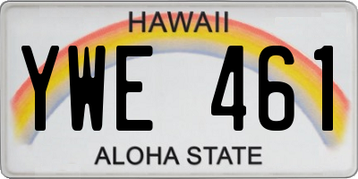 HI license plate YWE461