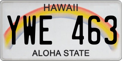 HI license plate YWE463