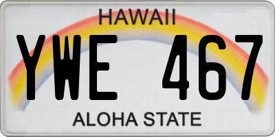 HI license plate YWE467