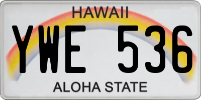HI license plate YWE536