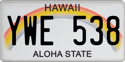 HI license plate YWE538