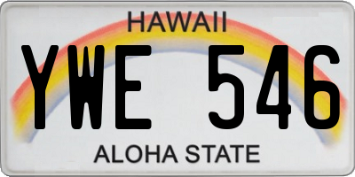 HI license plate YWE546