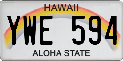 HI license plate YWE594