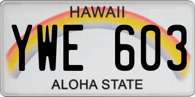 HI license plate YWE603