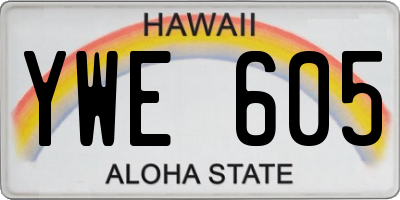 HI license plate YWE605