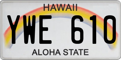 HI license plate YWE610