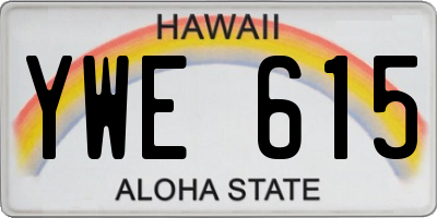 HI license plate YWE615
