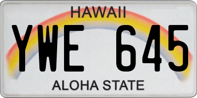 HI license plate YWE645