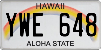 HI license plate YWE648