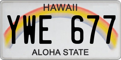 HI license plate YWE677