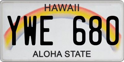 HI license plate YWE680