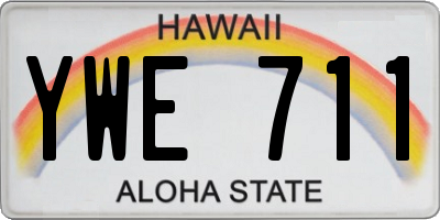 HI license plate YWE711