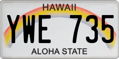 HI license plate YWE735