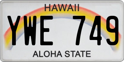 HI license plate YWE749