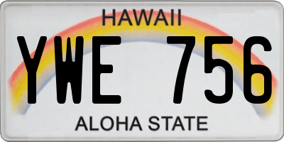 HI license plate YWE756