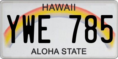 HI license plate YWE785