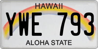 HI license plate YWE793