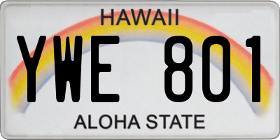 HI license plate YWE801