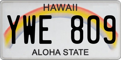 HI license plate YWE809