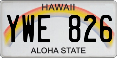 HI license plate YWE826