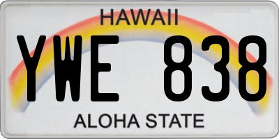 HI license plate YWE838