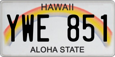 HI license plate YWE851