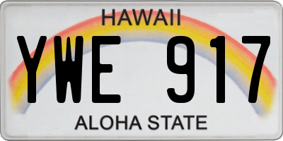 HI license plate YWE917