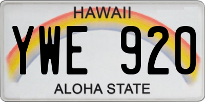 HI license plate YWE920