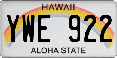 HI license plate YWE922