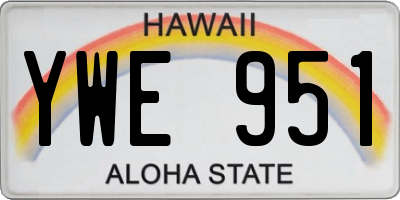 HI license plate YWE951