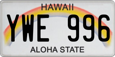 HI license plate YWE996