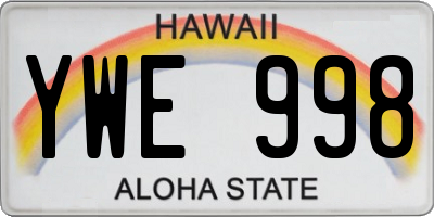 HI license plate YWE998