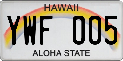 HI license plate YWF005